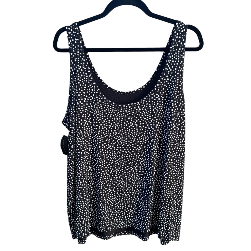 Lane Bryant Black White Polka Dot Scoop Neck Tank Top Plus Size 18/20 NWT